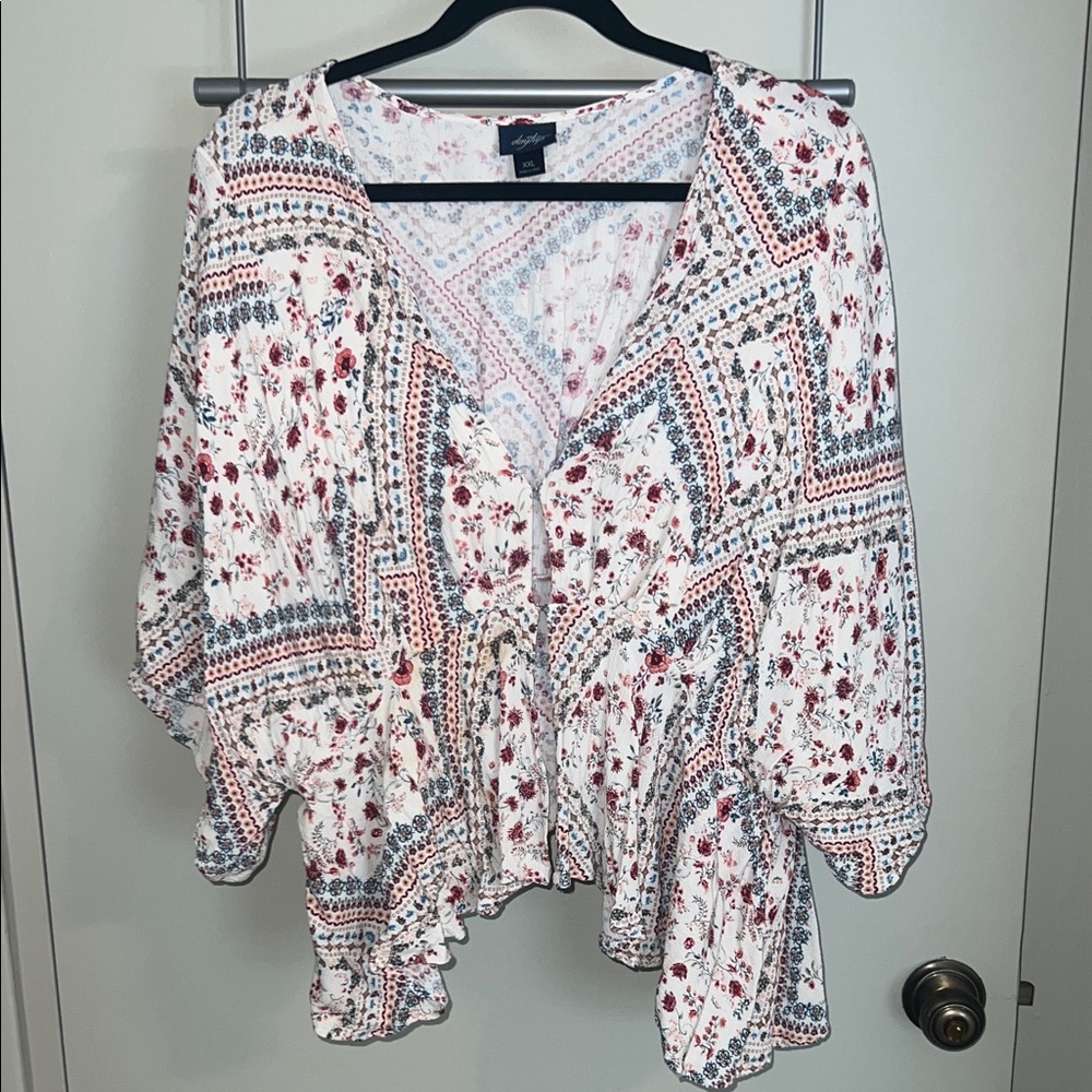Daytrip White and Red Floral Blouse
